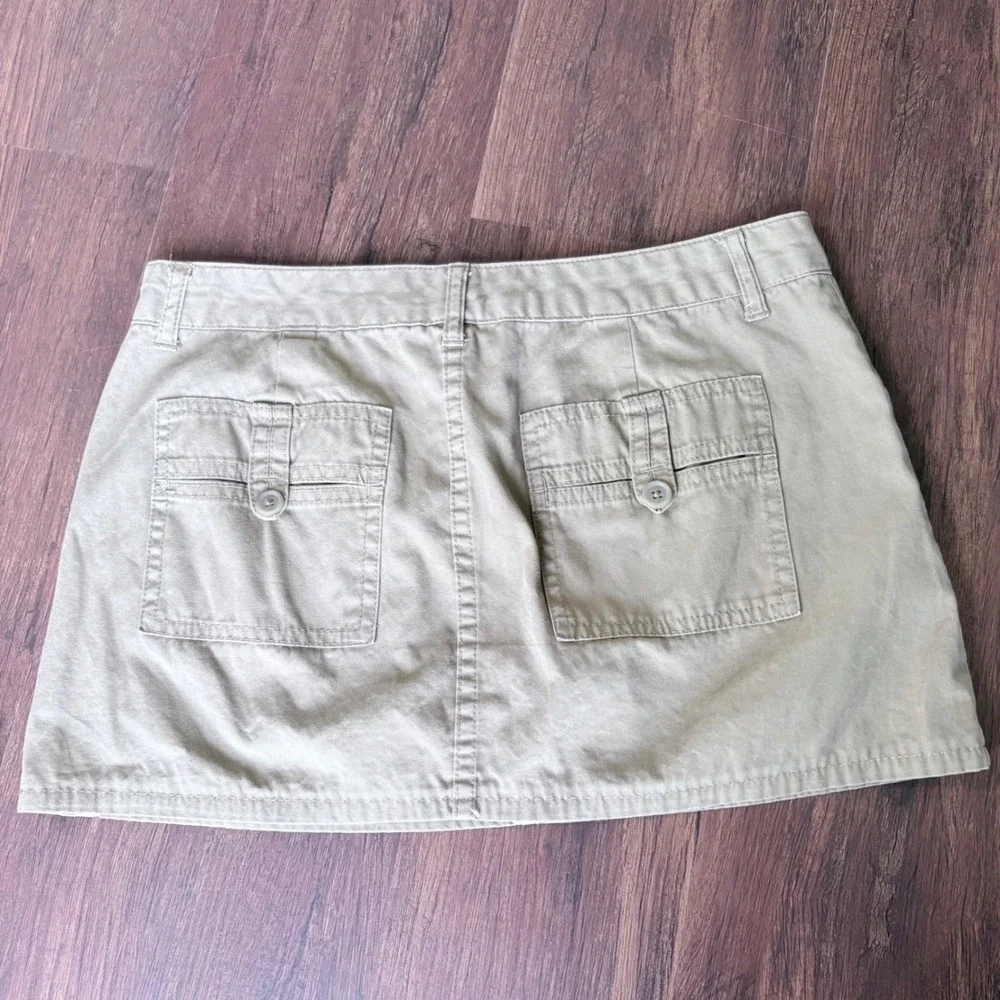 Vintage 2005 Tommy Hilfiger Khaki Cargo Mini Skirt Size 4 Beige Utility